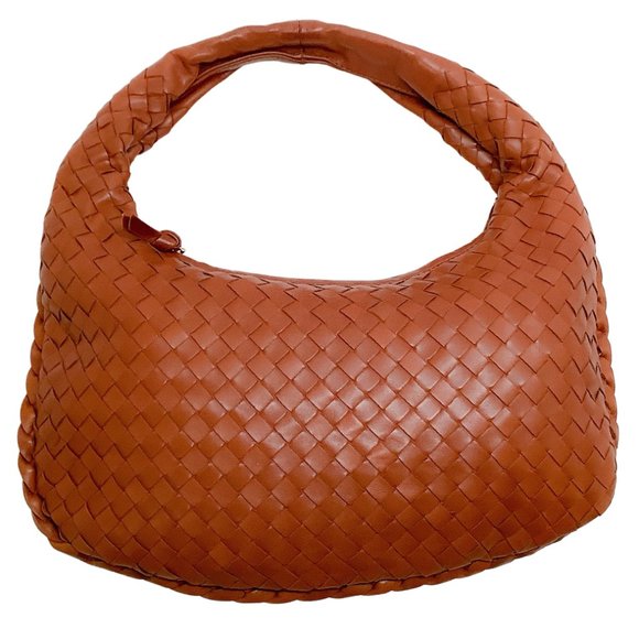 Bottega Veneta Handbags - Bottega Veneta Brown Intreciatto Leather Small Hobo Bag